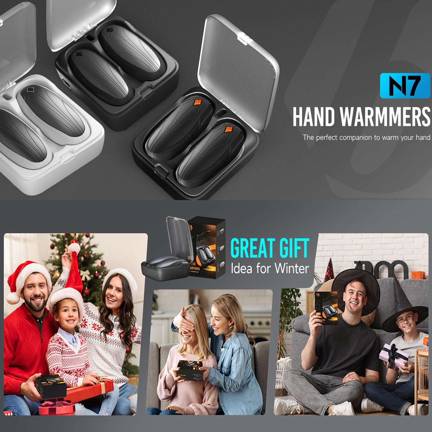 Morfone Magnetic Hand Warmers Rechargeable with 10000mAh Charging Case, 2 Pack Portable Electric Pocket Heater 3 Heat Settings Up to 50 Hrs, Gifts for Christmas, Hunting, Camping Gear, Golf, Outdoors