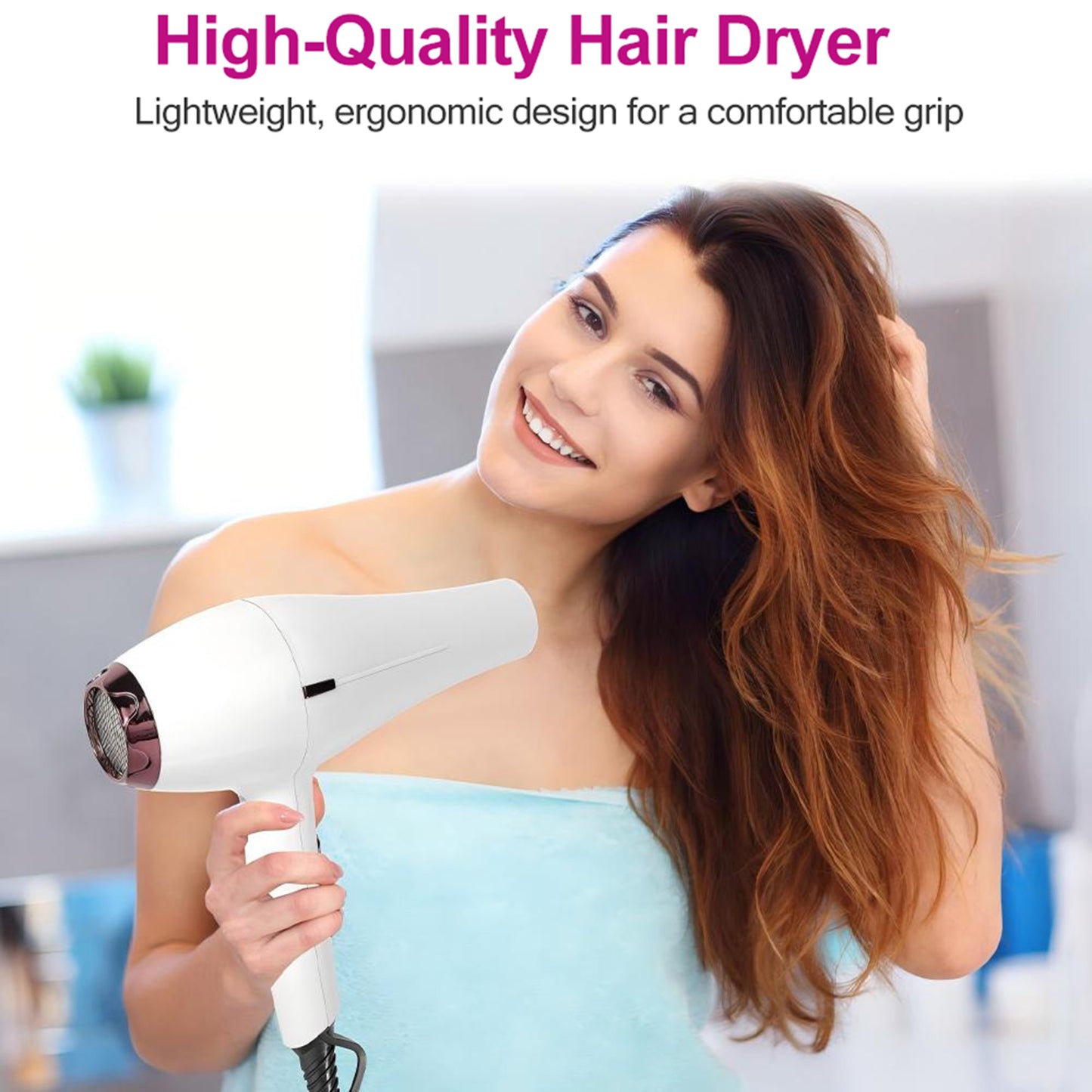 Morfone Hair Dryer, Professional Negative Ionic Thermo-Control Blow Dryer with Hair Diffuser & Nozzle, White