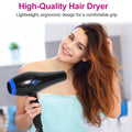 Morfone Hair Dryer, Professional Negative Ionic Thermo-Control Blow Dryer with Hair Diffuser & Nozzle, Black