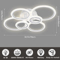 Anoak Ceiling Light, Dimmable Modern LED Ceiling Light with Remote Control, 30.7" 6-Ring Light Fixture for Living Room, Dining Room, Bedroom, Kitchen