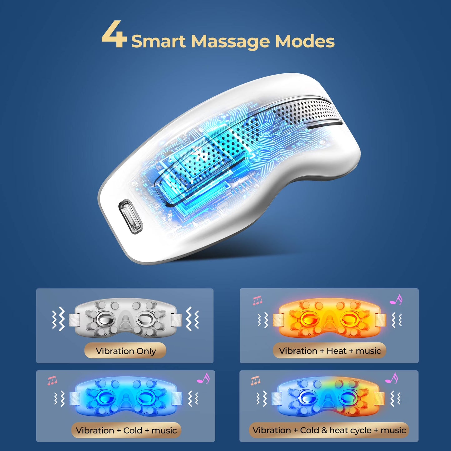 Morfone Eye Massager with Heat and Cooling, Eye Mask with DIY Massage Setting, Sleep Mask for Relax, Birthday Gifts for Women Men, Black