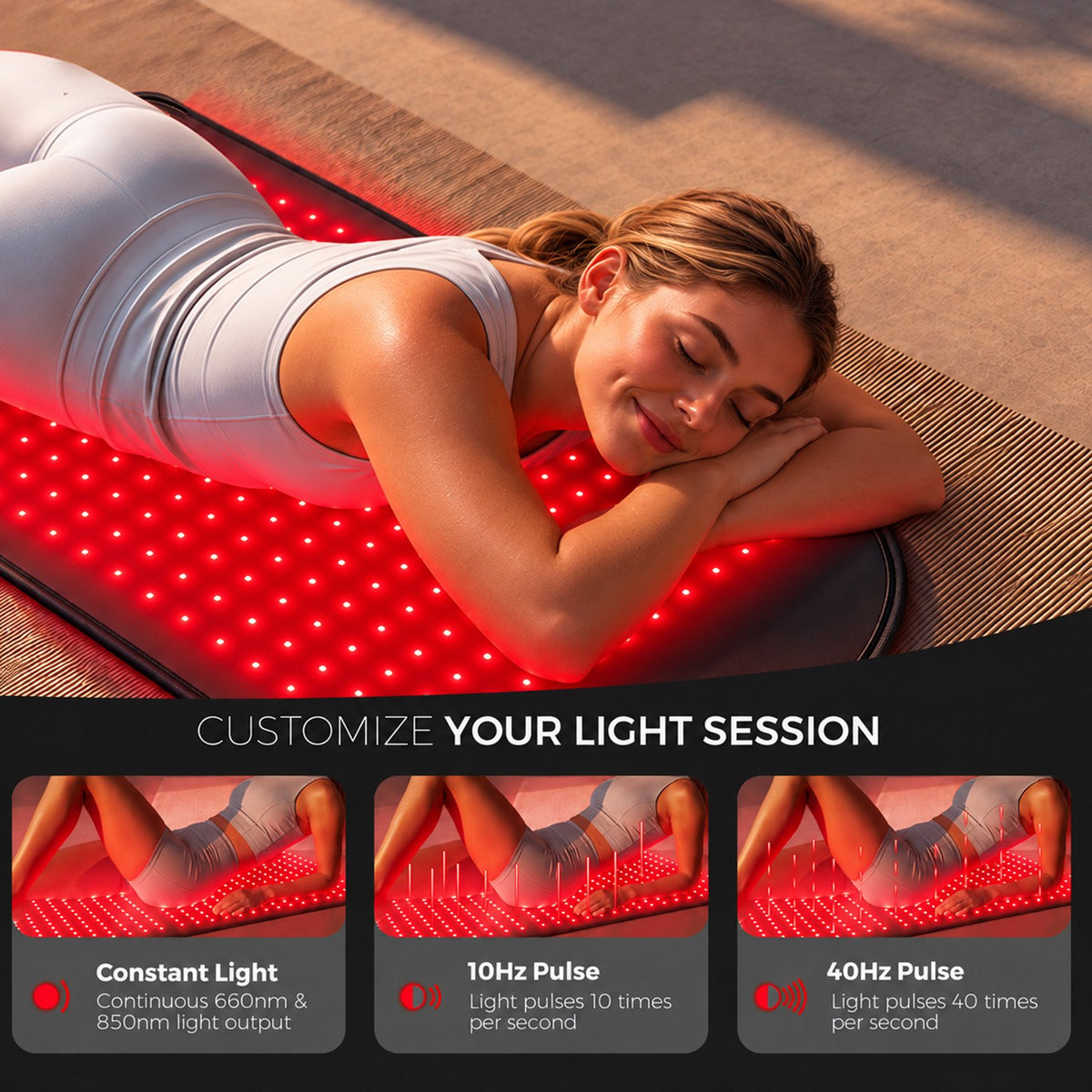 Morfone Red Light Mat for Body, 31" x 14" Red Light Pad, 660nm & 850nm