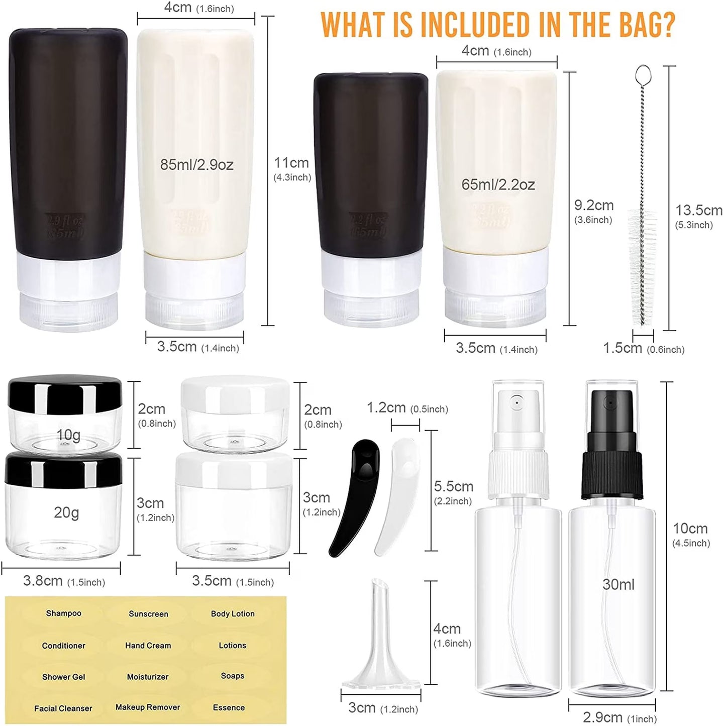 Morfone 16 Pack Silicone Travel Bottles Set for Toiletries TSA Approved Travel Containers Leakproof Squeezable Refillable Travel Accessories 2oz 3oz for Shampoo Conditioner Lotion Liquids