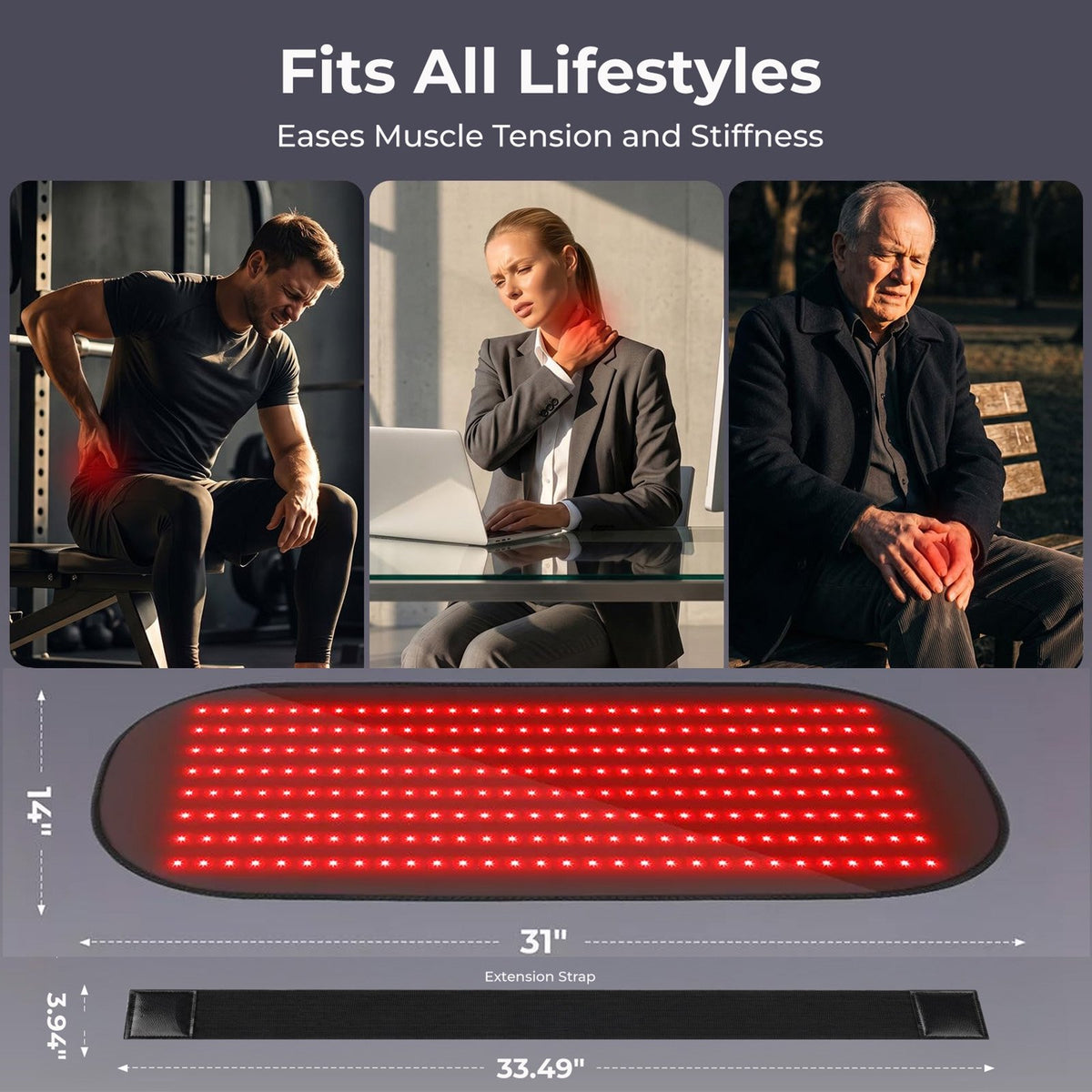 Morfone Red Light Mat for Body, 31" x 14" Red Light Pad, 660nm & 850nm