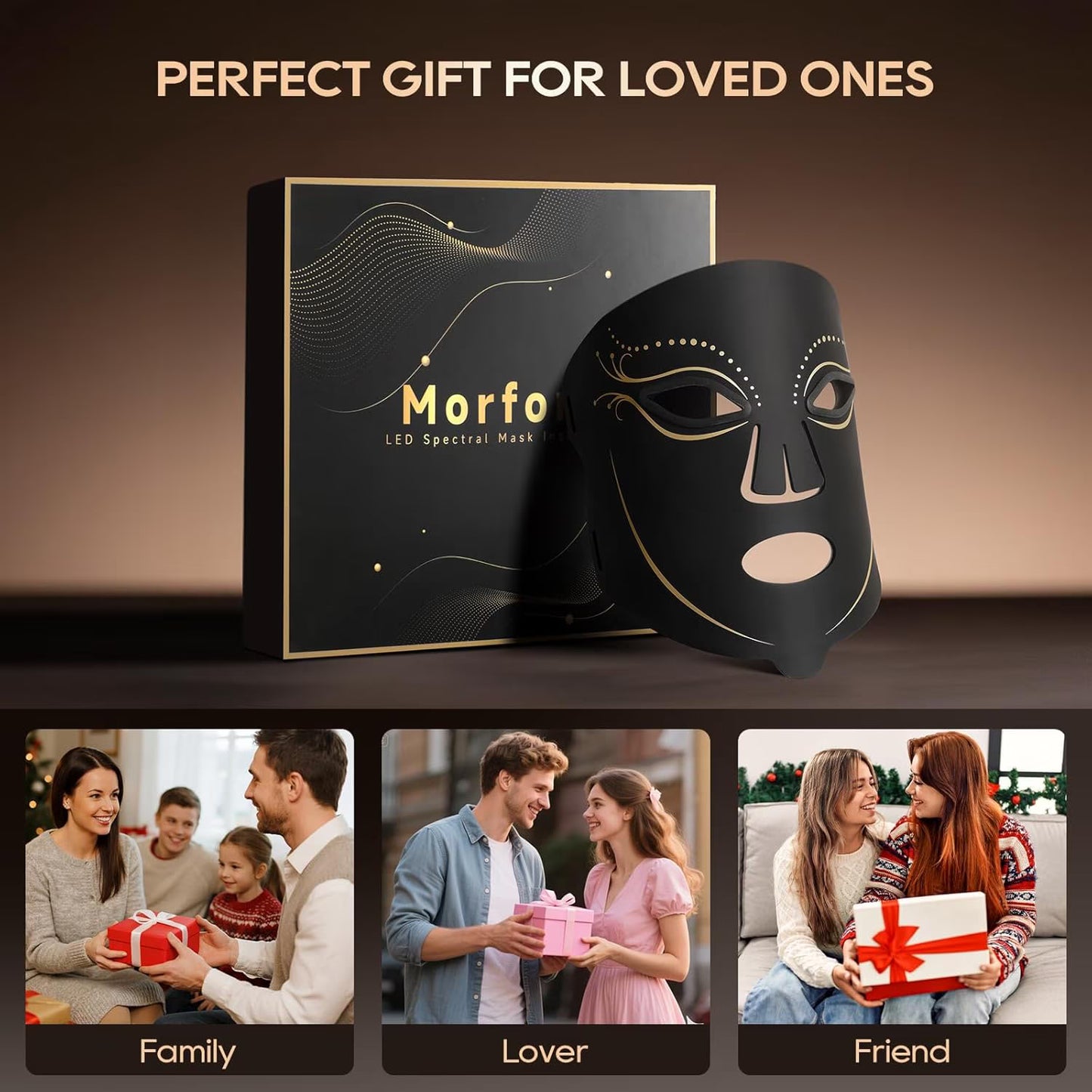 Morfone Red Light Therapy Mask for Face, Led Face Mask with Massage Function, 4 Modes, Portable Red Light Mask for Skincare at Home, Travel