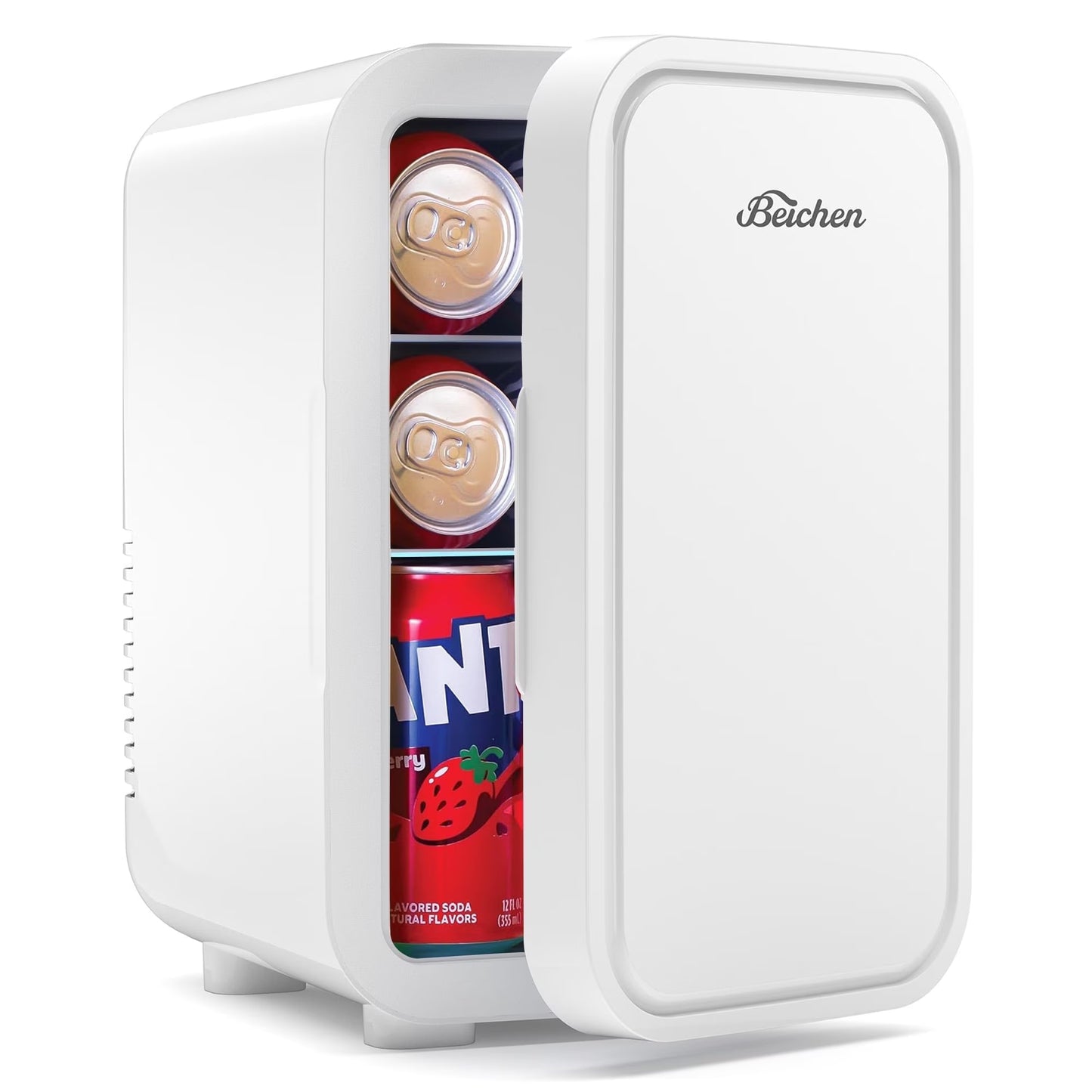 BEICHEN Mini Fridge, 6 Liter/8 Can Small Fridge, AC/DC Portable Skincare Fridge, Cooler and Warmer Refrigerators for Bedroom, Skincare, Beverage, Office, Dorm, Car, White