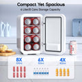 BEICHEN Mini Fridge, 6 Liter/8 Can Small Fridge, AC/DC Portable Skincare Fridge, Cooler and Warmer Refrigerators for Bedroom, Skincare, Beverage, Office, Dorm, Car, White