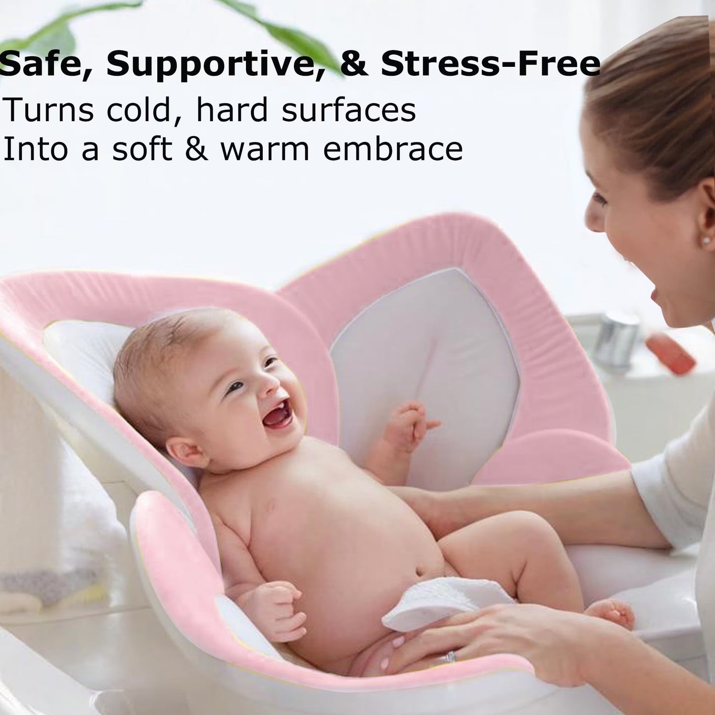 Morfone Baby Bath Seat, Baby Bathtub Pad for Newborn Infants to Toddler 0 to 6 Months and up,Pink