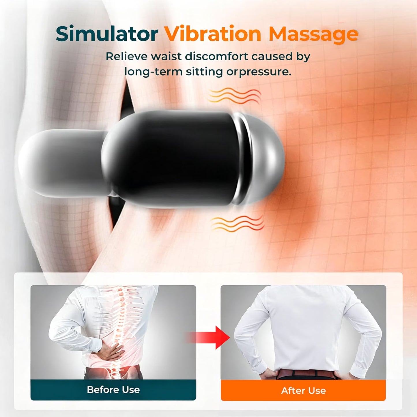 Morfone Back Massager with Heat and Vibration, Ergonomic Lumbar Support Pillow for Lower Back Relaxation, Deep Tissue Massager for Bed, Chair, Office, Home Use