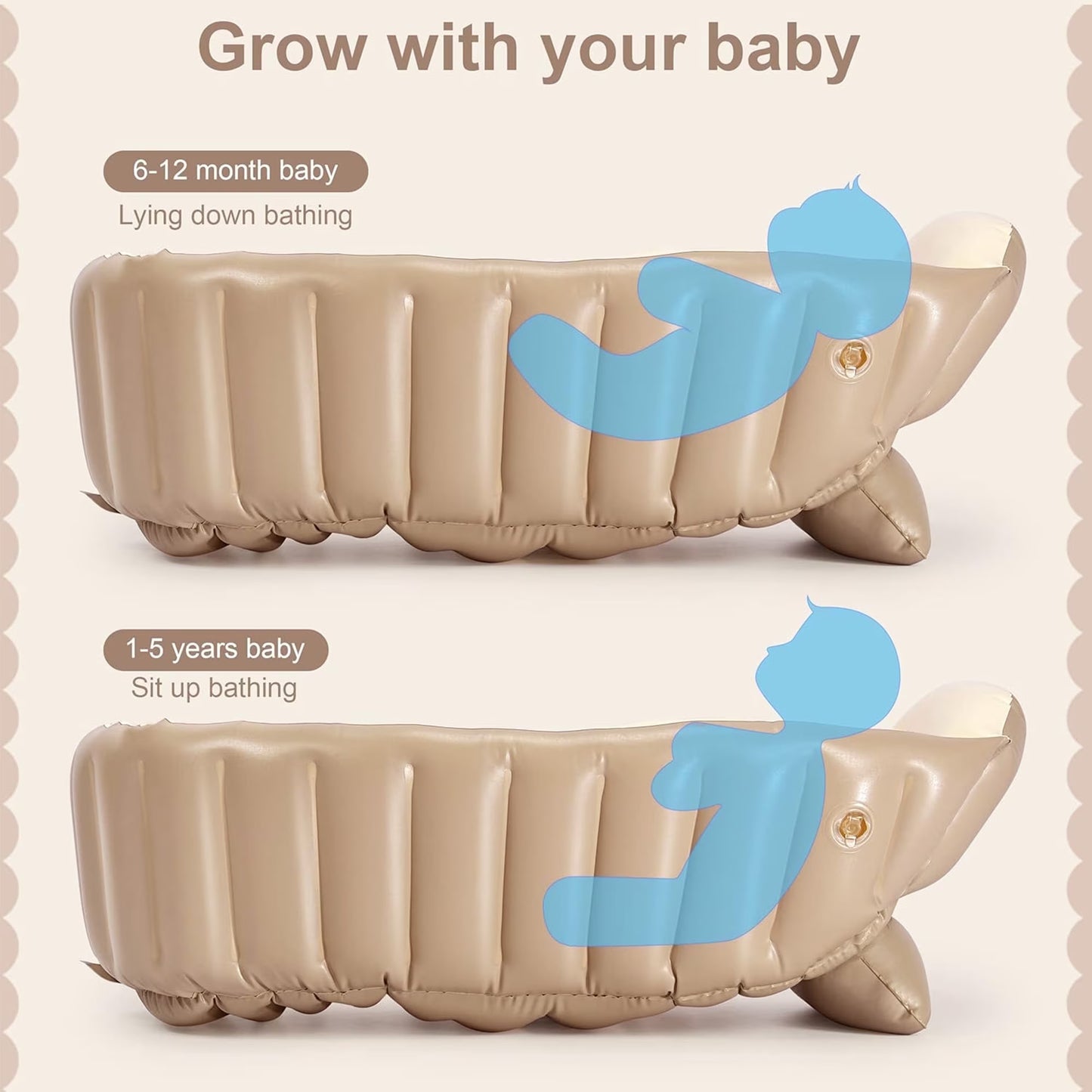 Morfone Inflatable Baby Bathtub for Newborn to Toddler, Portable Baby Tub with Built-in Air Pump, Collapsible Shower Basin for Easy Storage