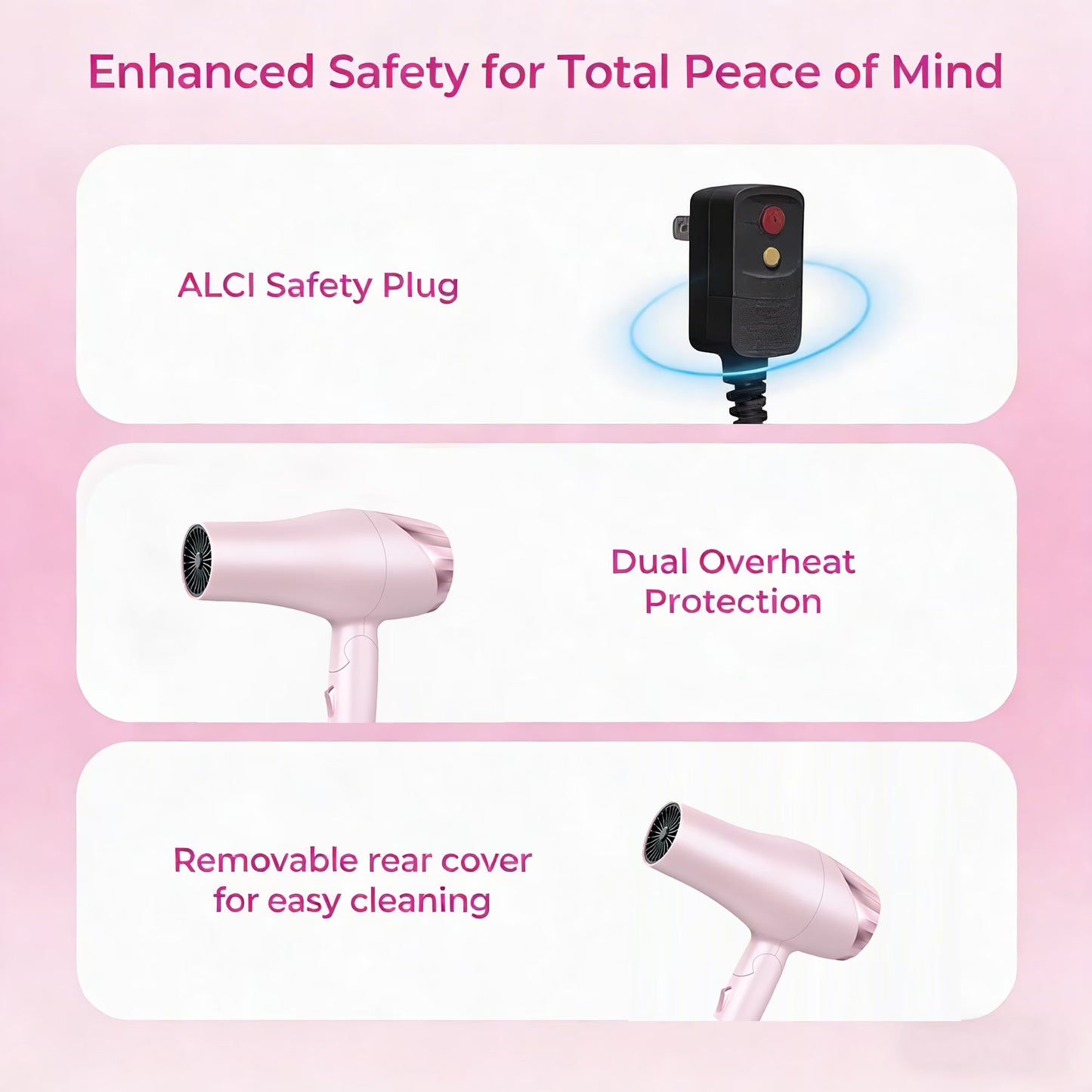 Morfone Hair Dryer, Negative Ionic Foldable Blow Dryer for Fast Drying, Thermo-Control Compact Hair Blow Dryer with Hair Diffuser