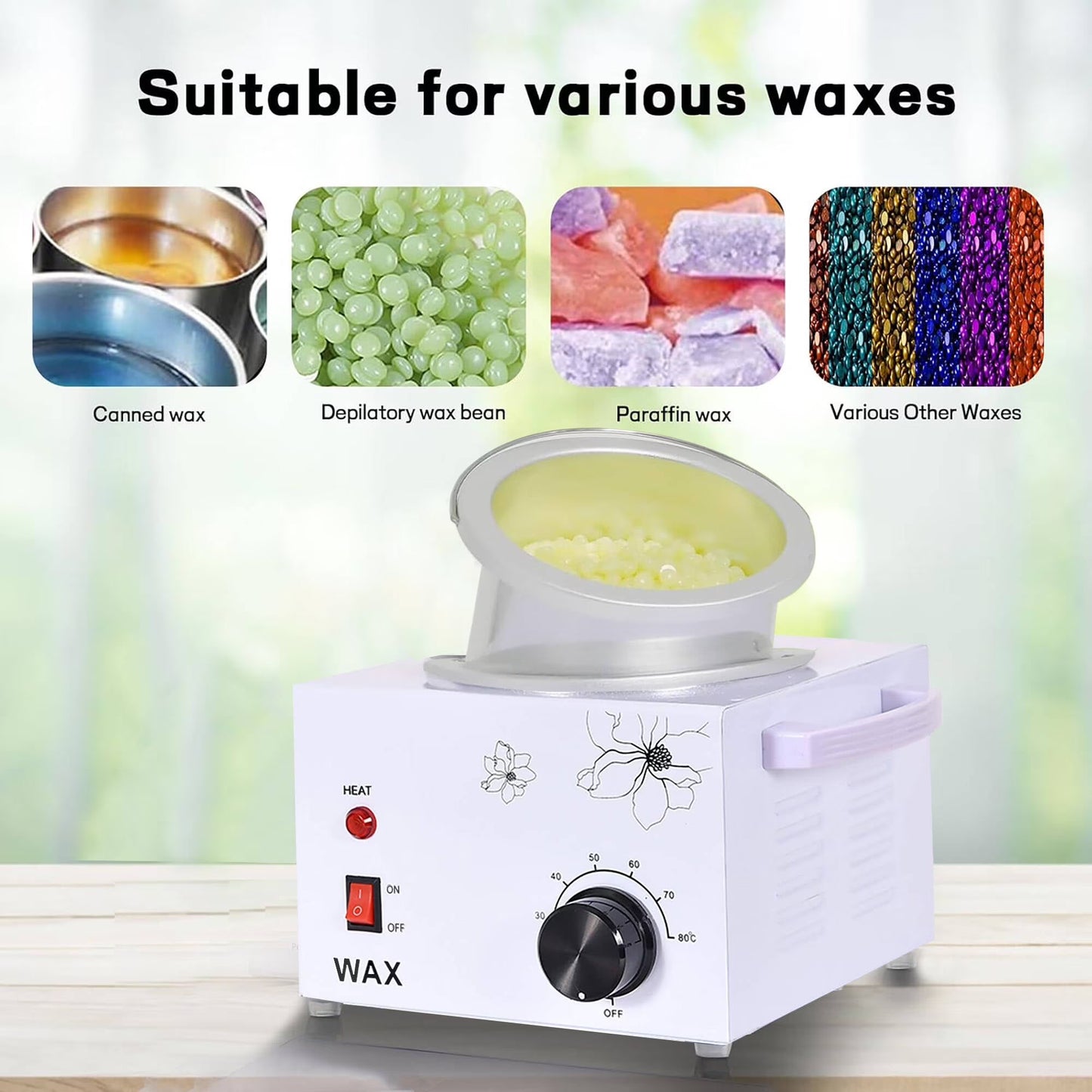 Morfone Wax Warmer for Hair Removal, Professional Waxing Kit for Women, Single Pot Wax Heater with Adjustable Temperature (White)