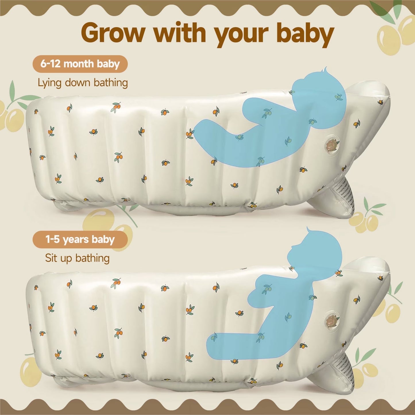 Morfone Inflatable Baby Bathtub for Newborn to Toddler, Portable Baby Tub with Built-in Air Pump, Collapsible Shower Basin for Easy Storage