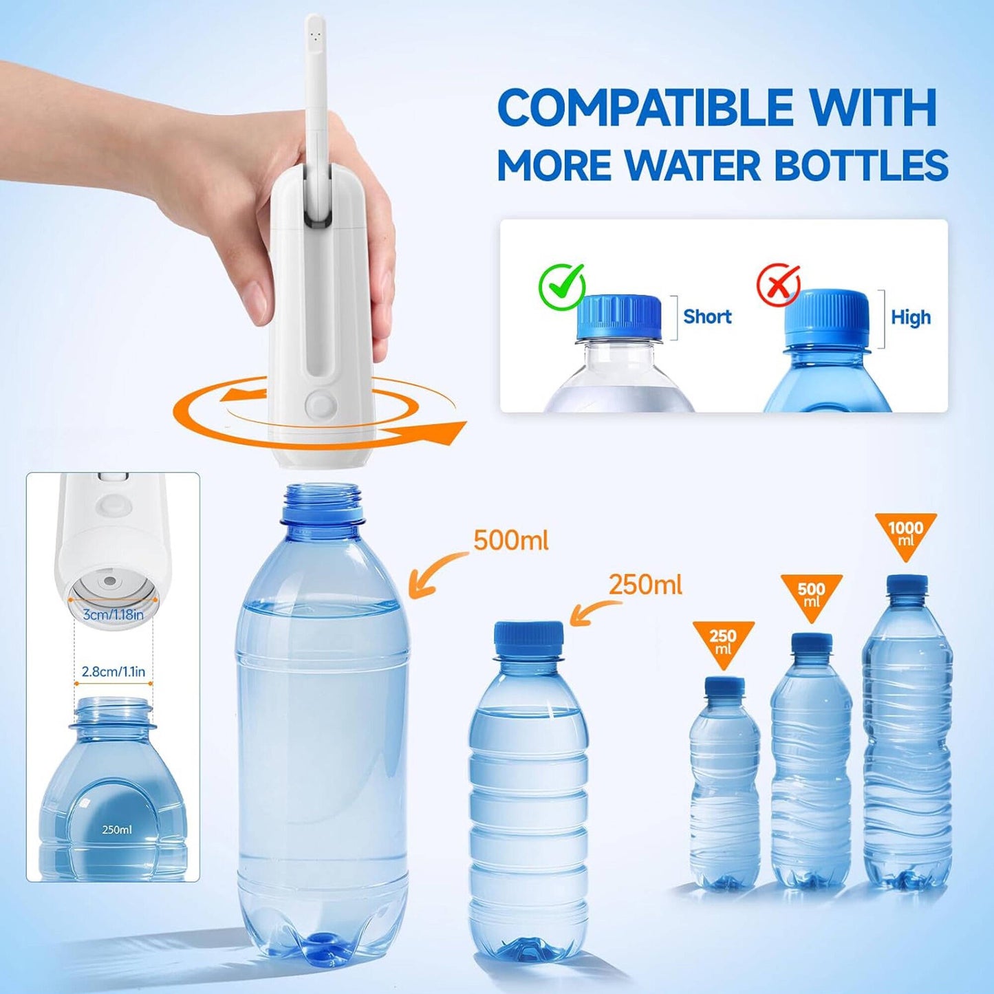 Morfone Portable Bidet for Travel, High Pressure Electric Handheld Sprayer 350ML with Dual Spray Modes, Rechargeable Waterproof Travel Bidet for Women, Men