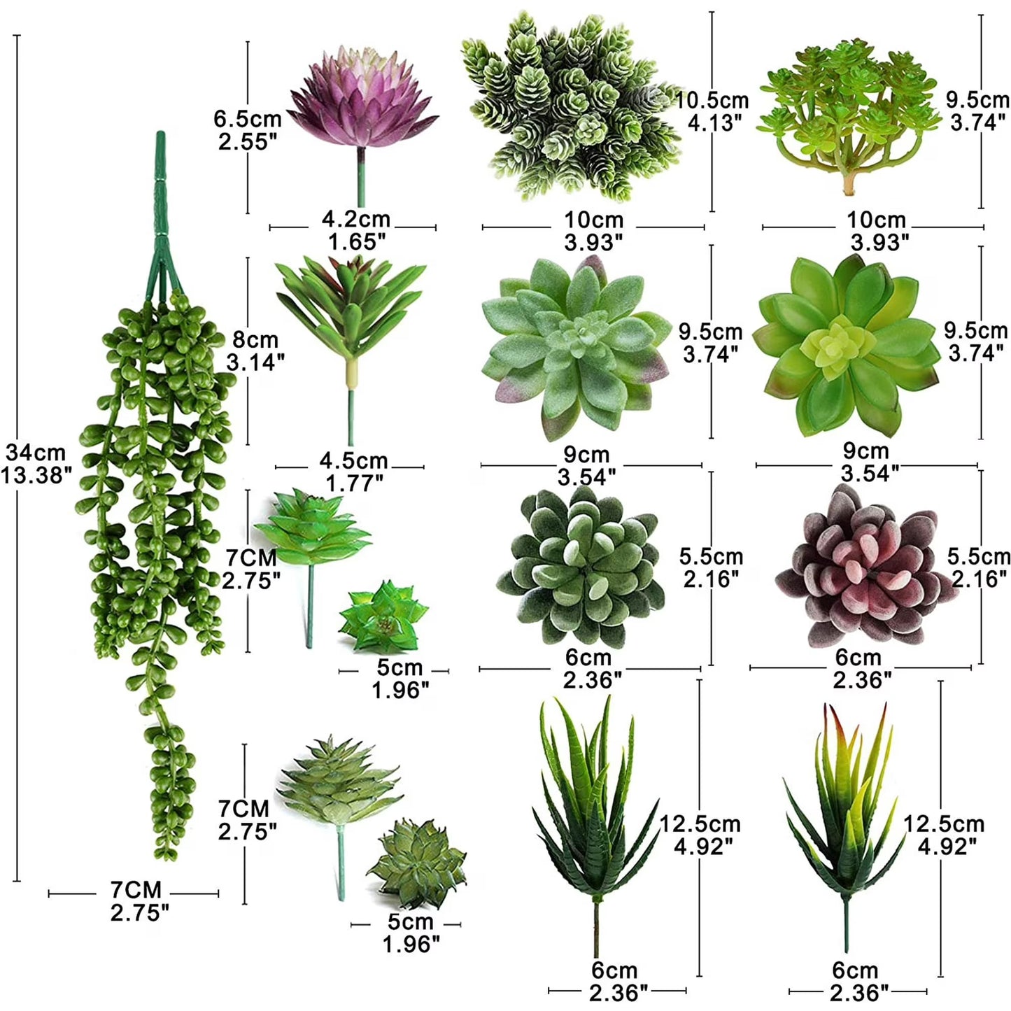 Anoak Artificial Succulent Plants - 16 Pcs Set Faux Succulents Unpotted Fake Succulent Plants, Premium Crafting DIY Floral Decor for Home Garden Office Party (High Realistic )