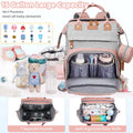 Morfone Diaper Bag Backpack with Changing Station, Waterproof Large Capacity Baby Bag with USB Charging Port & Pacifier Case - Unisex, Pink Gray