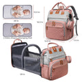 Morfone Diaper Bag Backpack with Changing Station, Waterproof Large Capacity Baby Bag with USB Charging Port & Pacifier Case - Unisex, Pink Gray