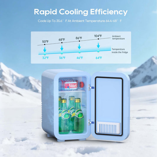 Mini Fridge, 6 Liter/8 Can Skincare Fridge, Portable Small Refrigerators for Bedroom, Dorm, Office, Car, Pink