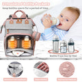 Morfone Diaper Bag Backpack with Changing Station, Waterproof Large Capacity Baby Bag with USB Charging Port & Pacifier Case - Unisex, Pink Gray