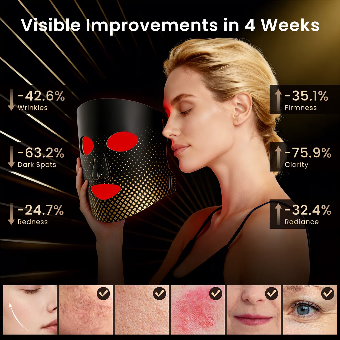 Morfone Red Light Therapy Mask for Face, 4 Modes LED Face Mask, 850NM Infrared & Red Light Mask, 400 LEDs, Eye Protection & Timing Function at Home, Travel