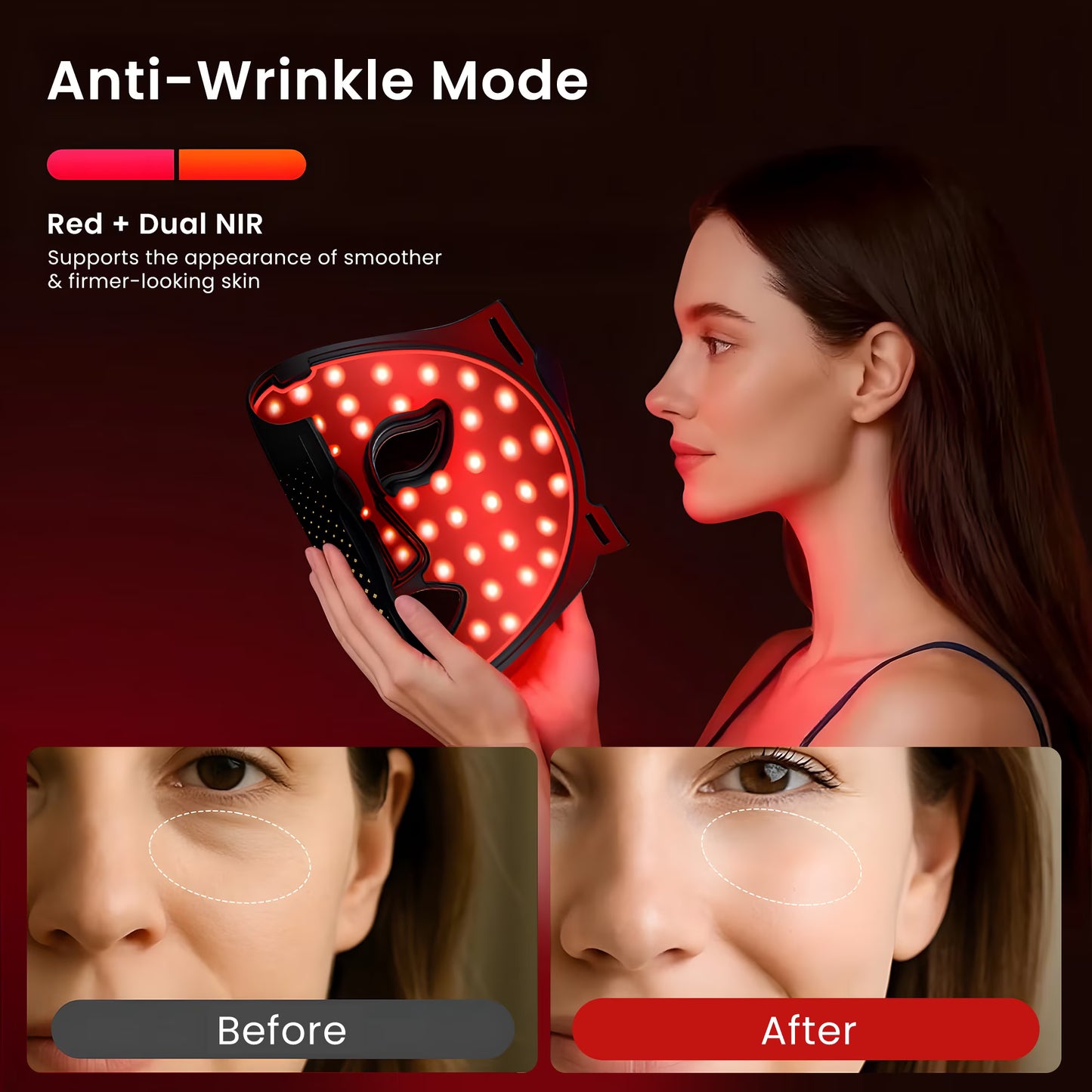 Morfone Red Light Therapy Mask for Face, 4 Modes LED Face Mask, 850NM Infrared & Red Light Mask, 400 LEDs, Eye Protection & Timing Function at Home, Travel