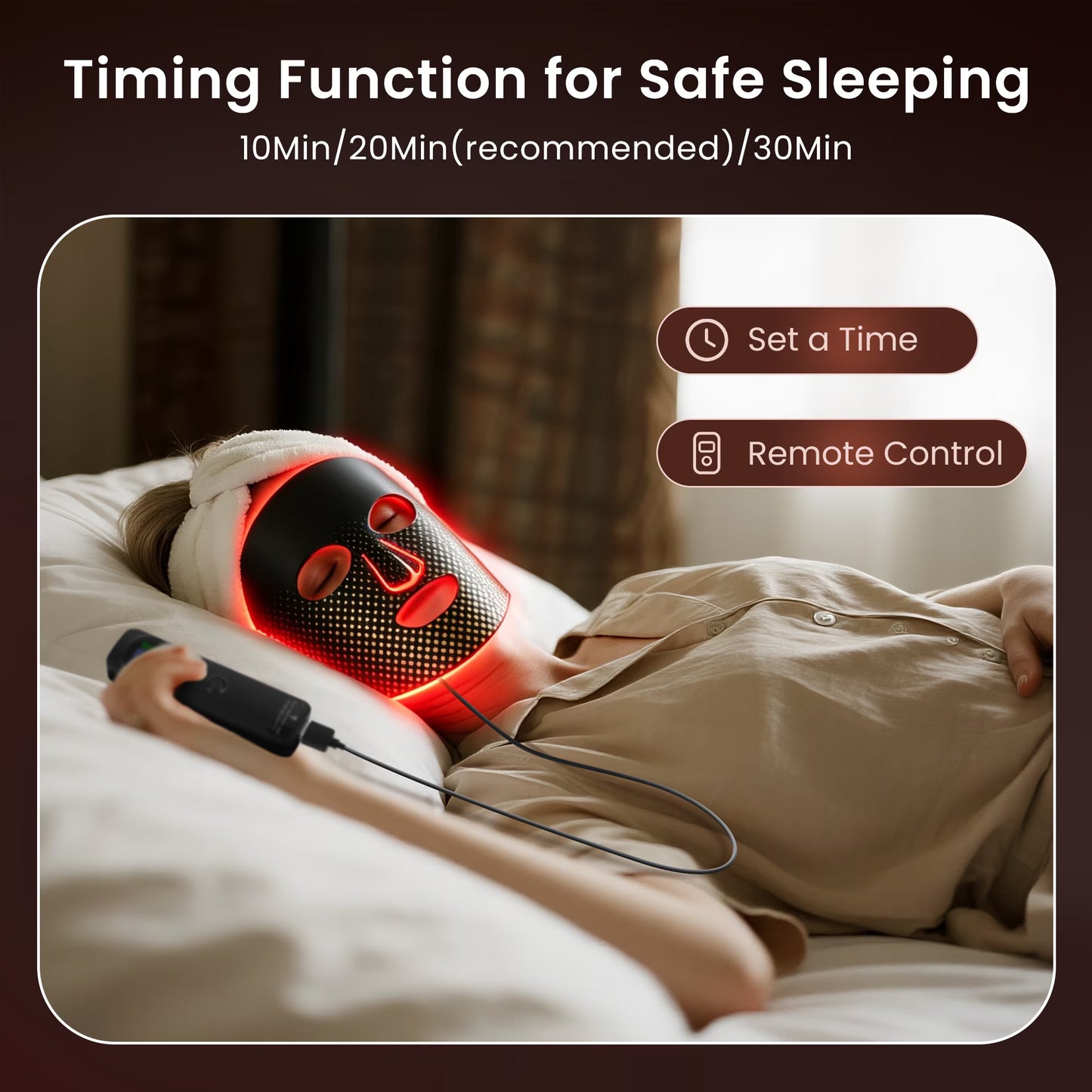 Morfone Red Light Therapy Mask for Face, 4 Modes LED Face Mask, 850NM Infrared & Red Light Mask, 400 LEDs, Eye Protection & Timing Function at Home, Travel