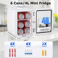 BEICHEN Mini Fridge, 4L/6 Can Small Refrigerator for Bedroom, Car, Office & Dorm,110V AC/ 12V DC Thermoelectric Cooler and Warmer for Cosmetics, Beverage and Food, White