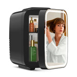 Black Skincare Fridge | Dimmable LED Mirror Mini Cooler for Vanity & Bedroom