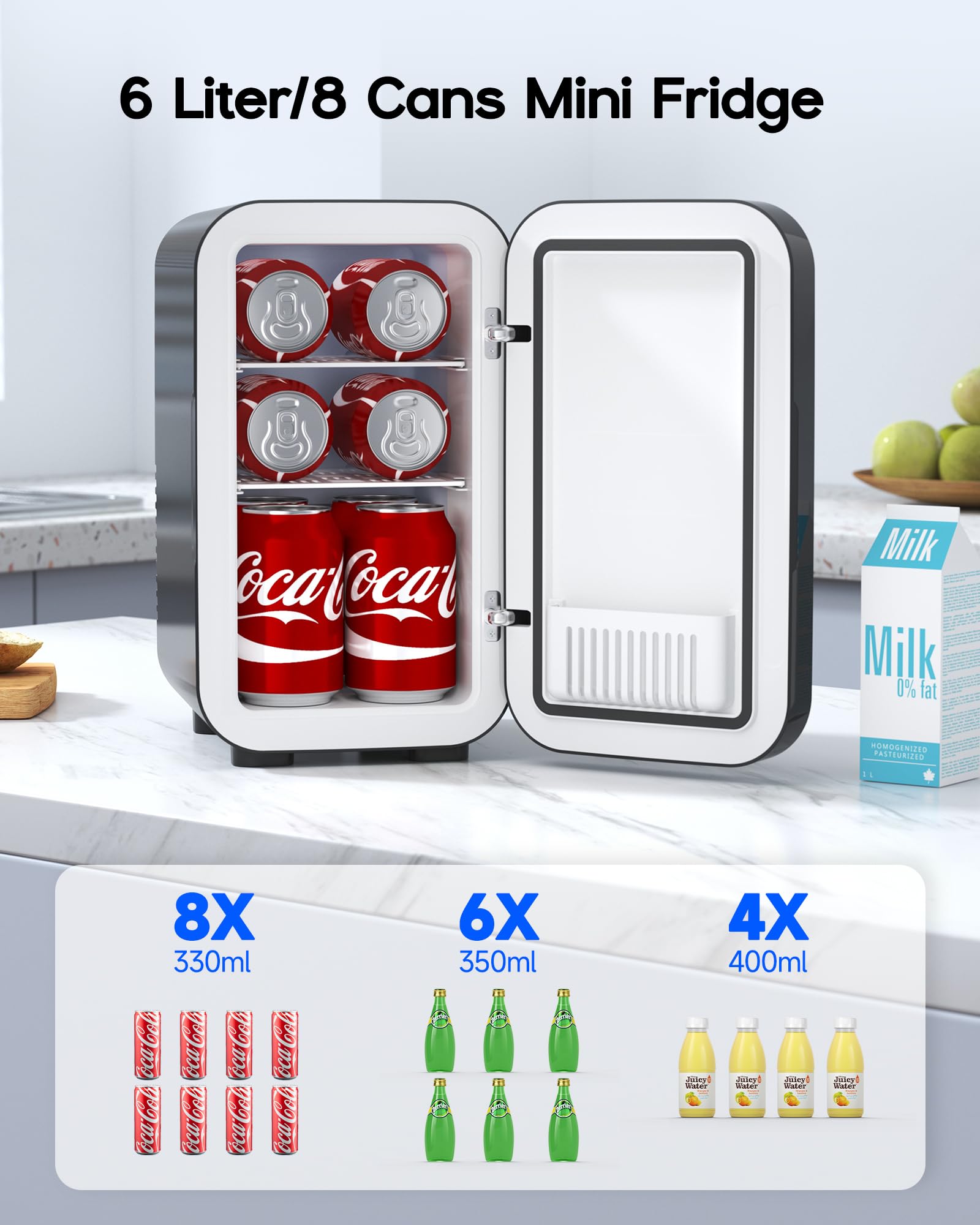 Black Mini Fridge for Bedroom – 6L Dual-Mode Cooler & Warmer