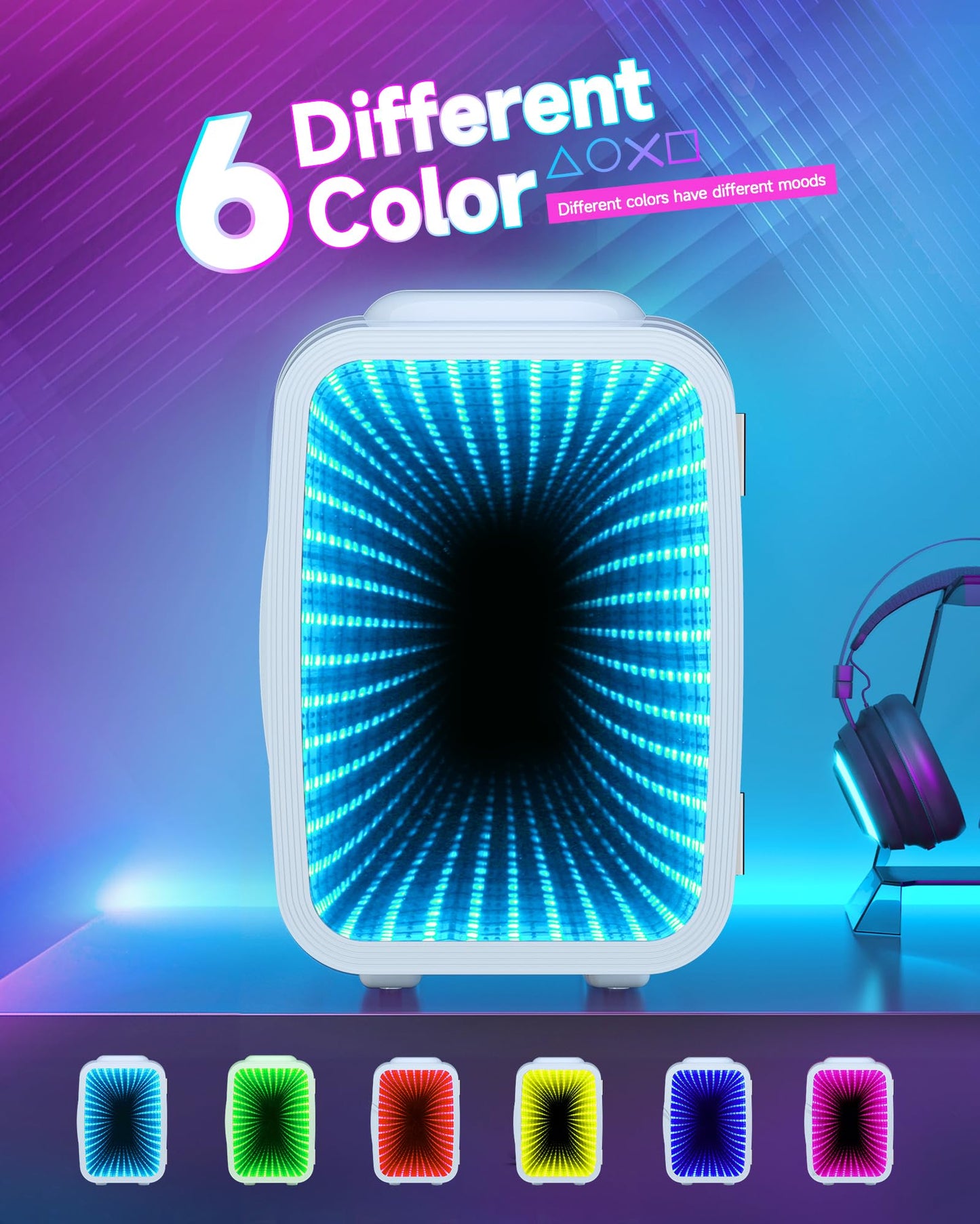 White Mini Fridge for Bedroom | 4 Liter Cooler with Dimmable LED Light