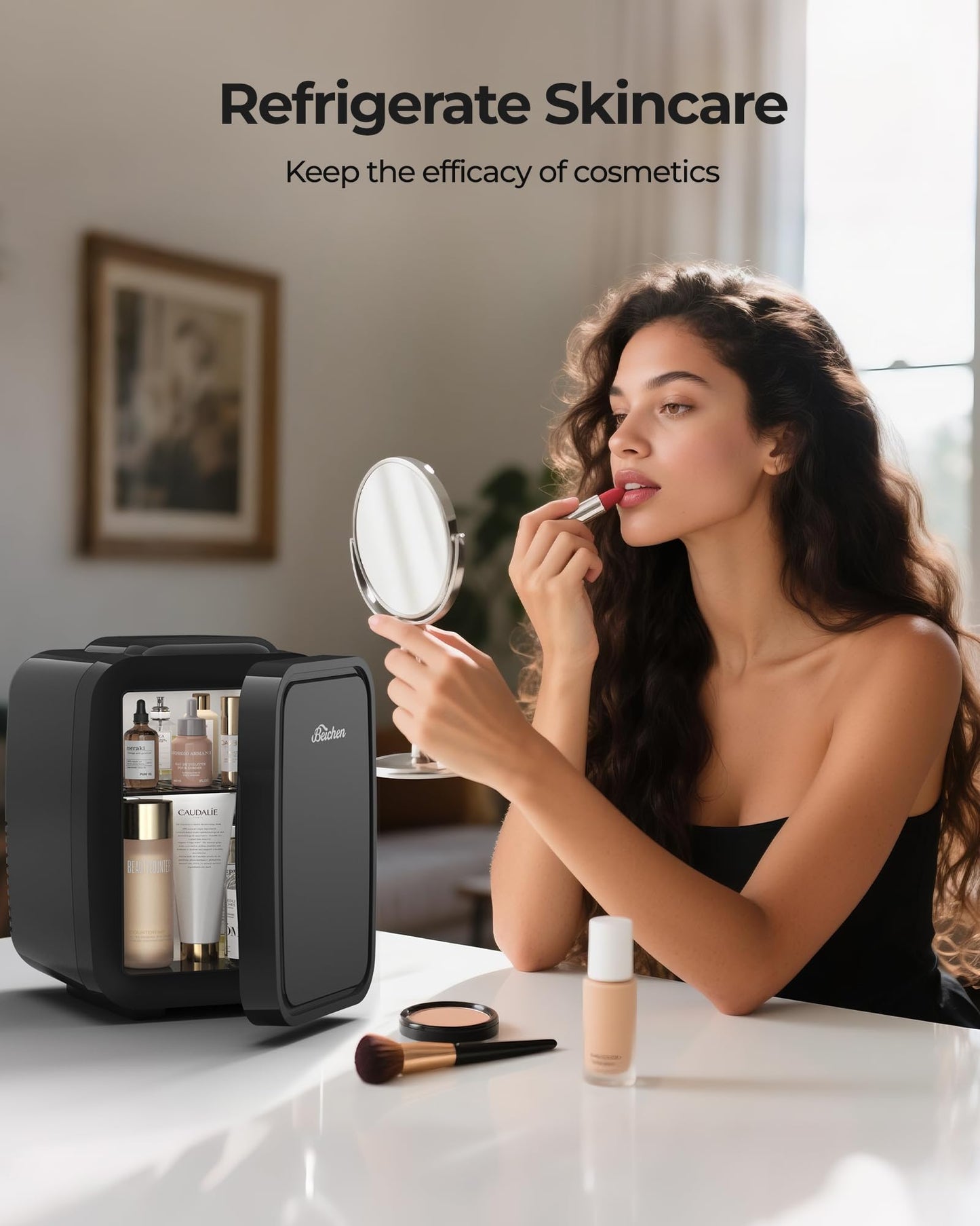 Mini Fridge for Bedroom, 4L Portable Refrigerator – Quiet, Fast Cooling