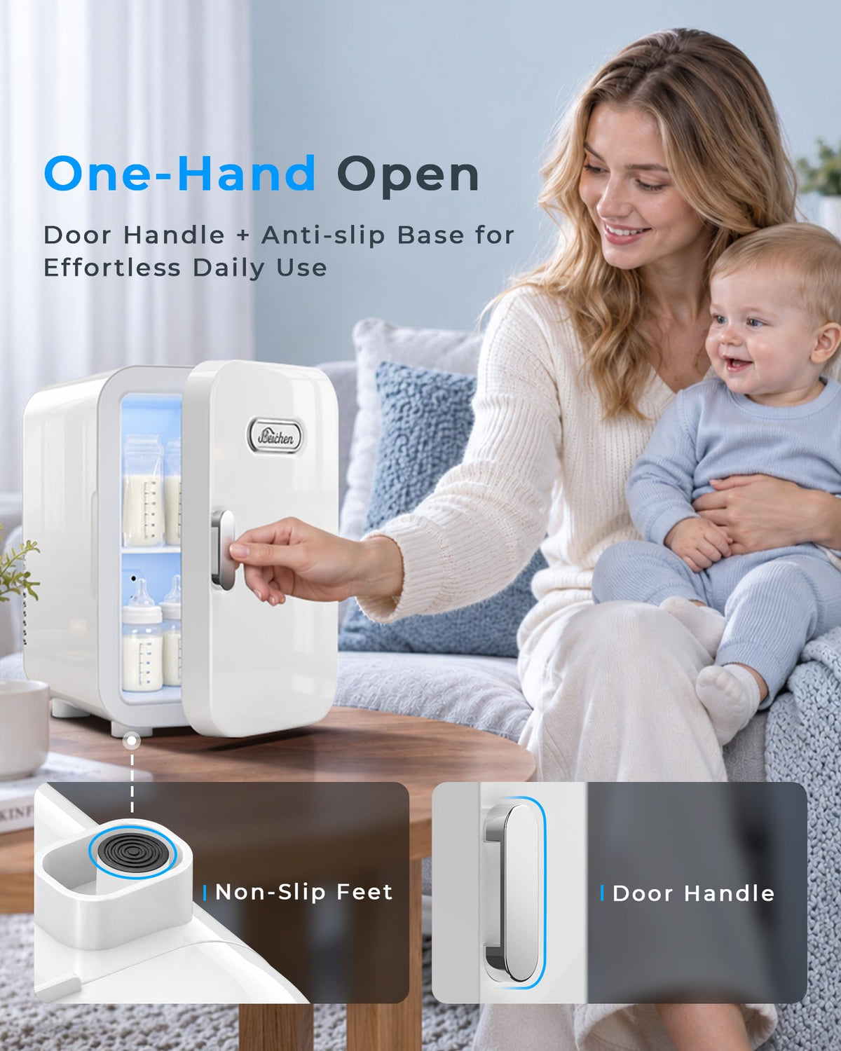 Mini Fridge, 6L/8 Can Portable Small Refrigerator Cool& Warm AC/DC
