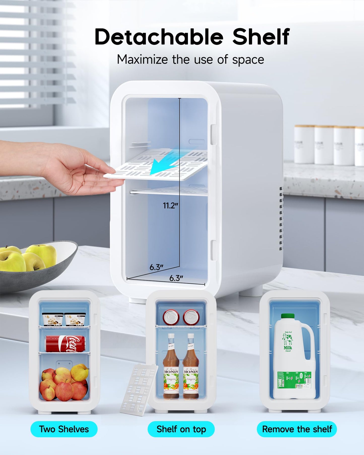 White Mini Fridge 6L | 110V AC/DC Portable Thermoelectric Cooler & Warmer