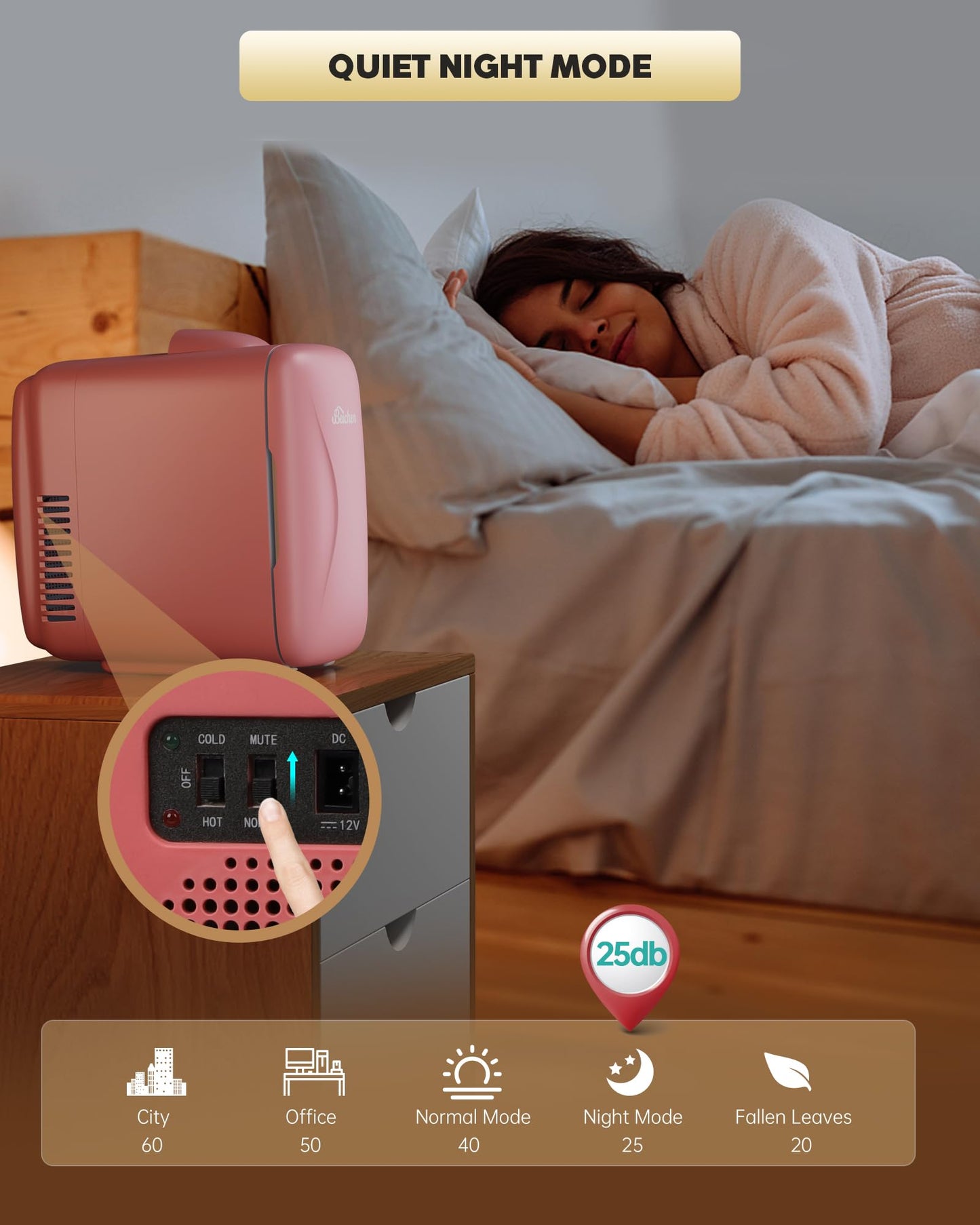 Pink Mini Fridge for Bedroom,4L Skincare Fridge for Bedroom & Office