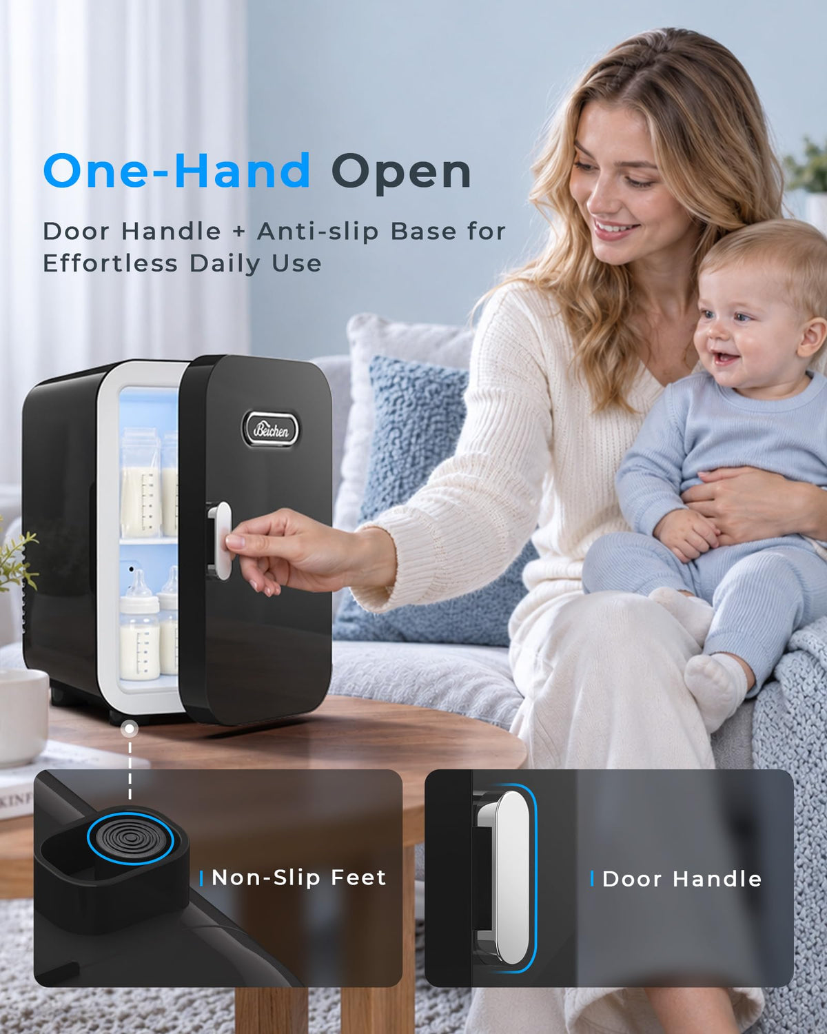 Mini Fridge, 6L/8 Can Portable Small Refrigerator Cool& Warm AC/DC