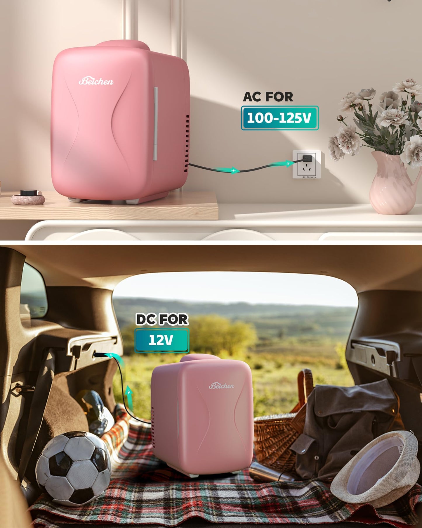 Pink Mini Fridge for Bedroom,4L Skincare Fridge for Bedroom & Office
