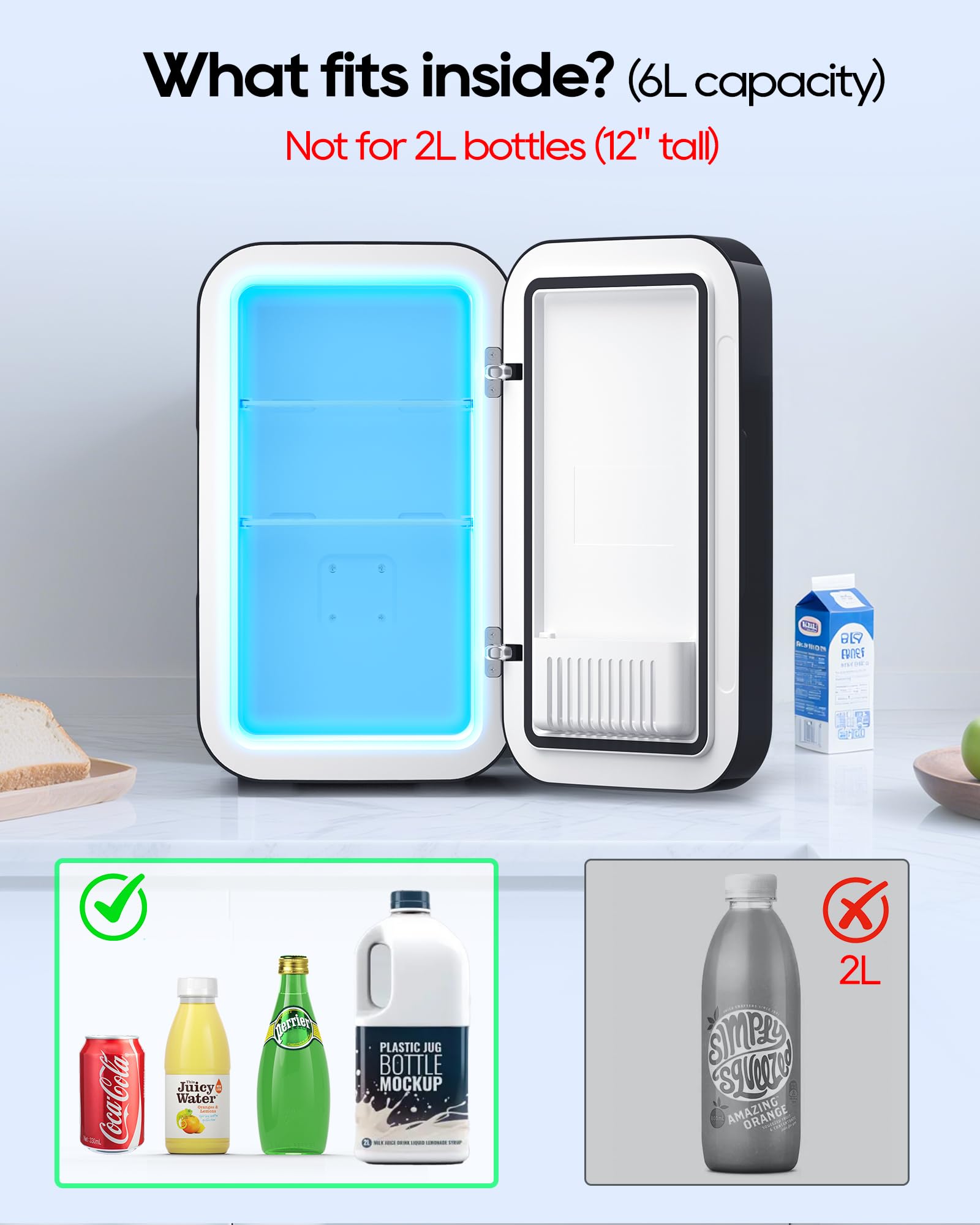 Black Mini Fridge for Bedroom – 6L Dual-Mode Cooler & Warmer