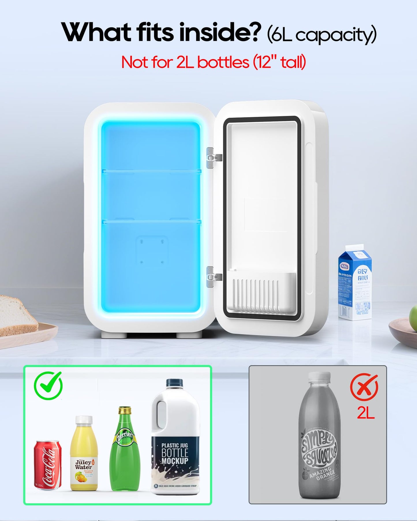 White Mini Fridge 6L | 110V AC/DC Portable Thermoelectric Cooler & Warmer