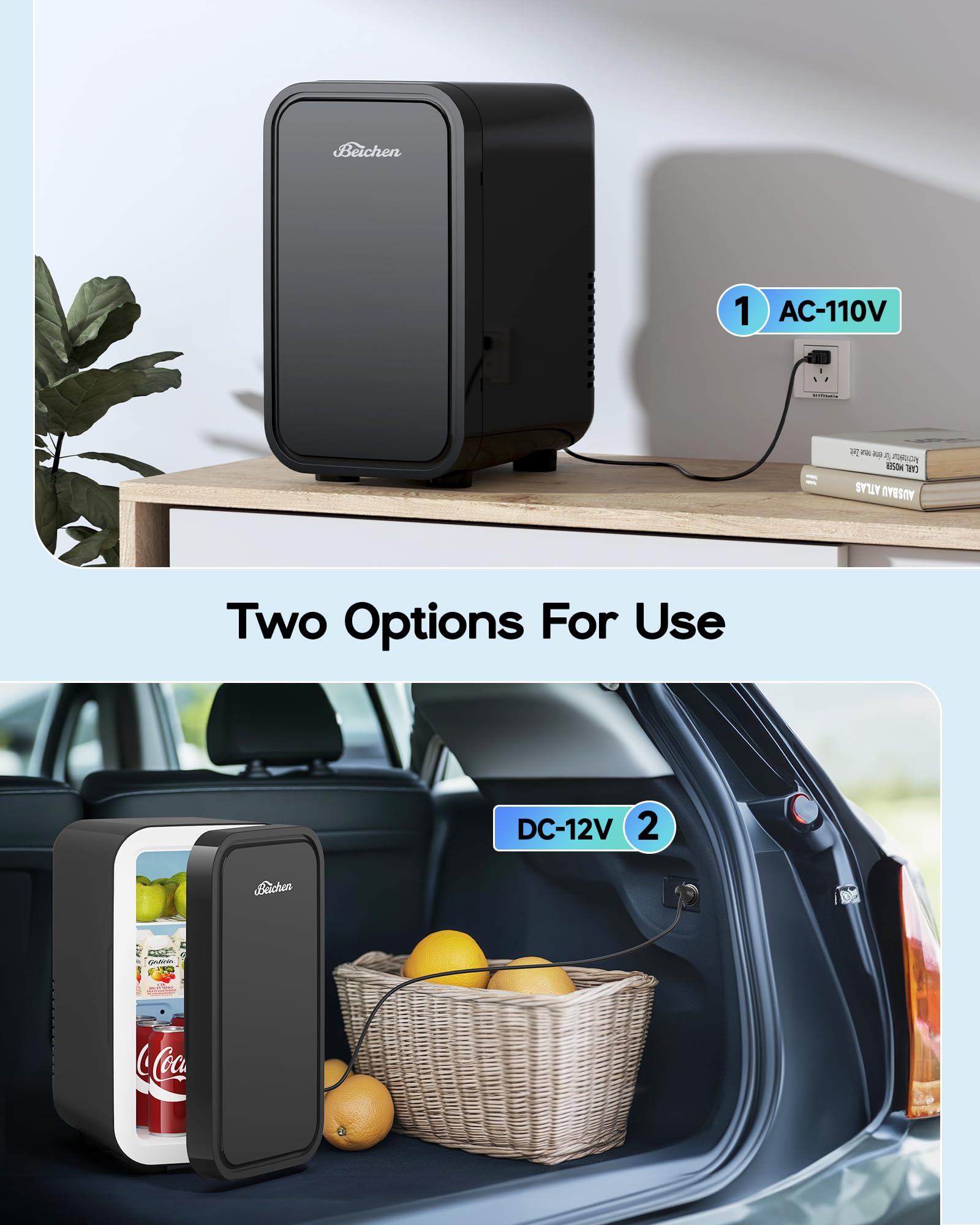 Black Mini Fridge for Bedroom – 6L Dual-Mode Cooler & Warmer