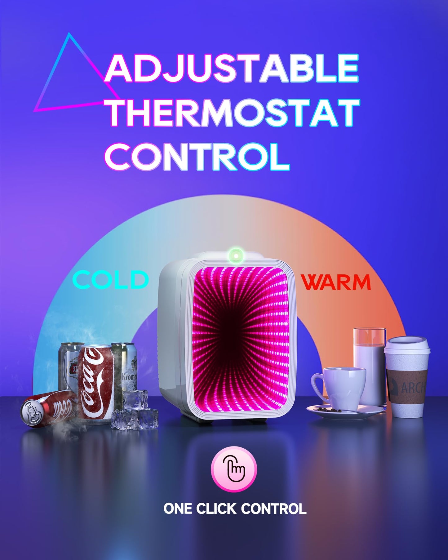 White Mini Fridge for Bedroom | 4 Liter Cooler with Dimmable LED Light