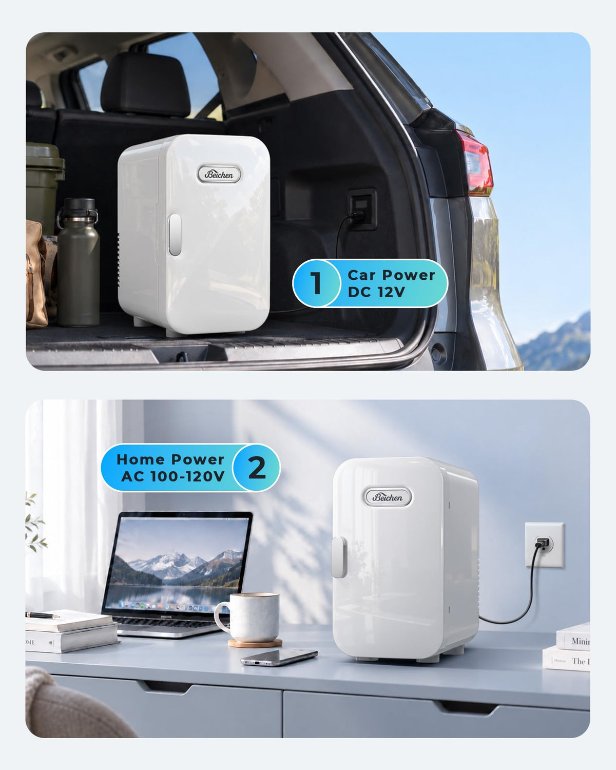 Mini Fridge, 6L/8 Can Portable Small Refrigerator Cool& Warm AC/DC