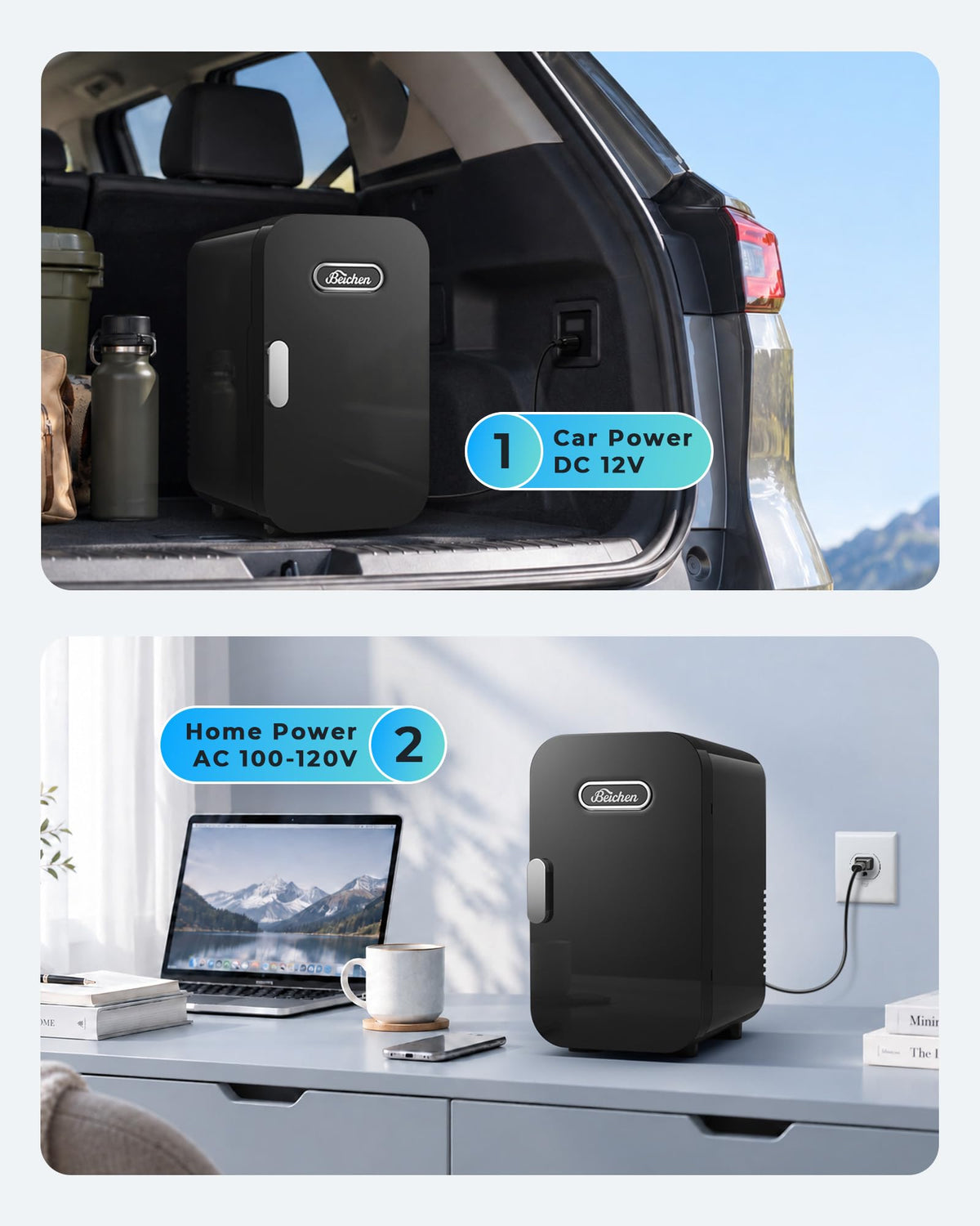 Mini Fridge, 6L/8 Can Portable Small Refrigerator Cool& Warm AC/DC