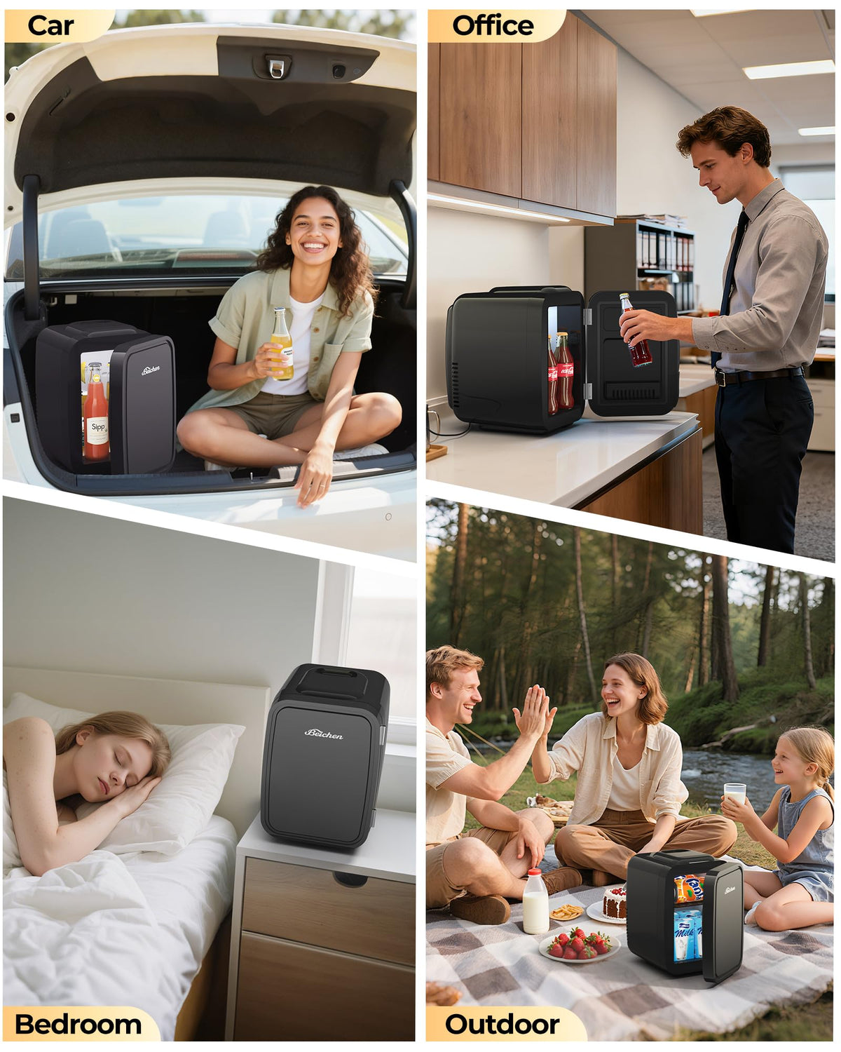 BEICHEN Mini Fridge, 4 Liter/6 Can Portable Personal Refrigerator AC/DC