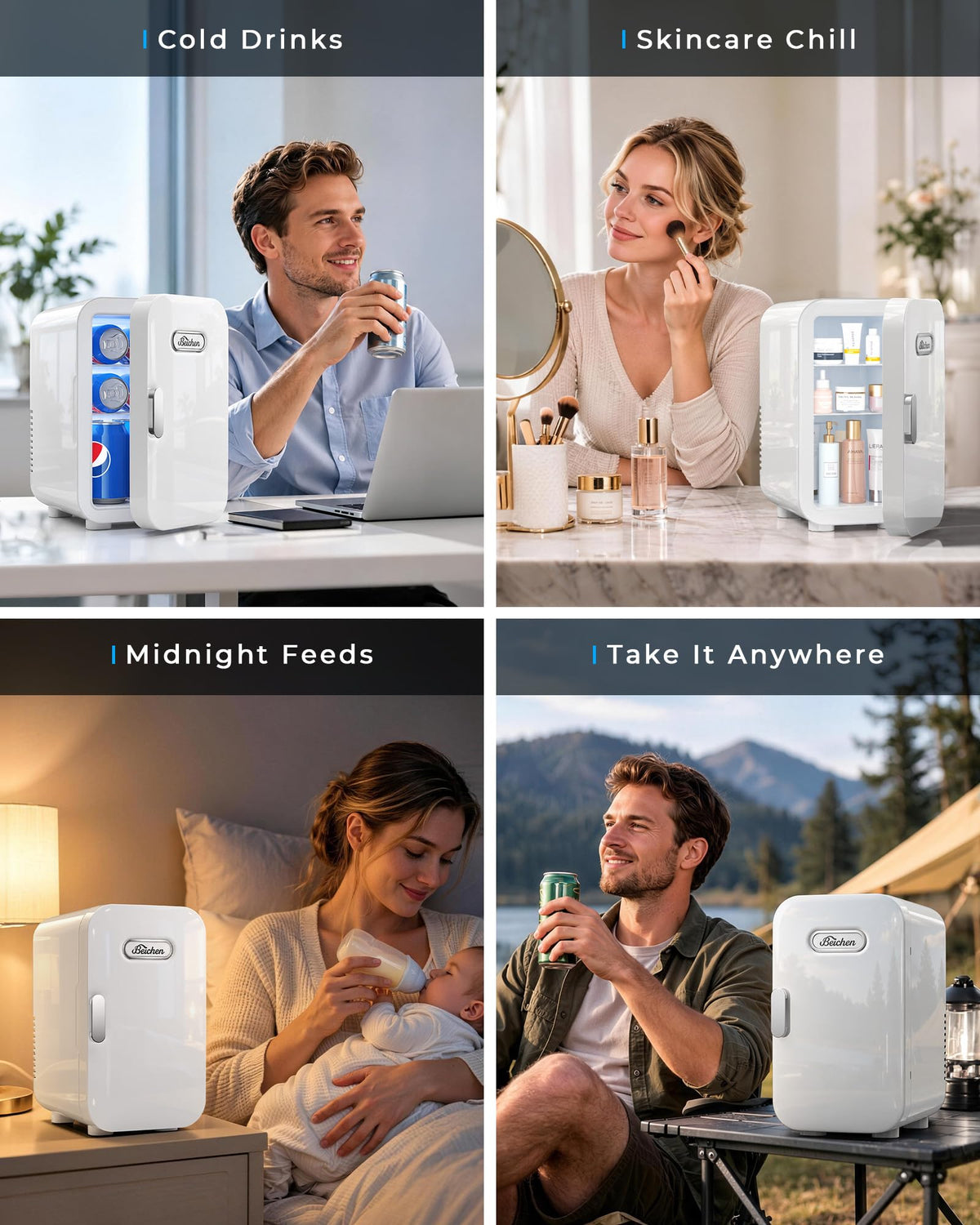 Mini Fridge, 6L/8 Can Portable Small Refrigerator Cool& Warm AC/DC