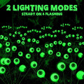 Morfone Halloween Decorations Outdoor, 2 Pack 12 LEDs Solar Scary Eyeball Lights, Waterproof Eyeball Swaying Firefly Lights, Halloween Path Lights for Garden Yard Party, Green