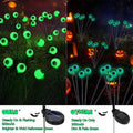 Morfone Halloween Decorations Outdoor, 2 Pack 12 LEDs Solar Scary Eyeball Lights, Waterproof Eyeball Swaying Firefly Lights, Halloween Path Lights for Garden Yard Party, Green